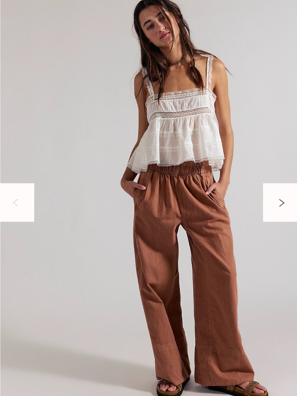 Free People Wide-Leg Pants in Brown